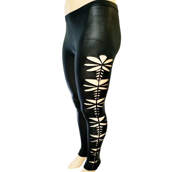 CHEEKY LEGS - XL/2XL - Junior/Women Super Sexy Cut Black Weaved Leggings, Fun - Picture 1 of 6